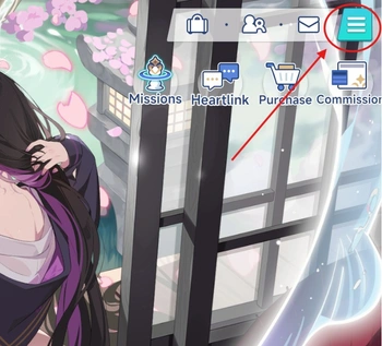 Stella Sora main screen showing three-line menu icon in top-right corner