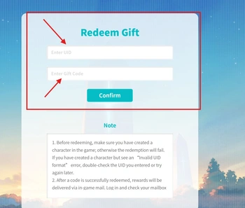 Stella Sora confirmation button for code redemption