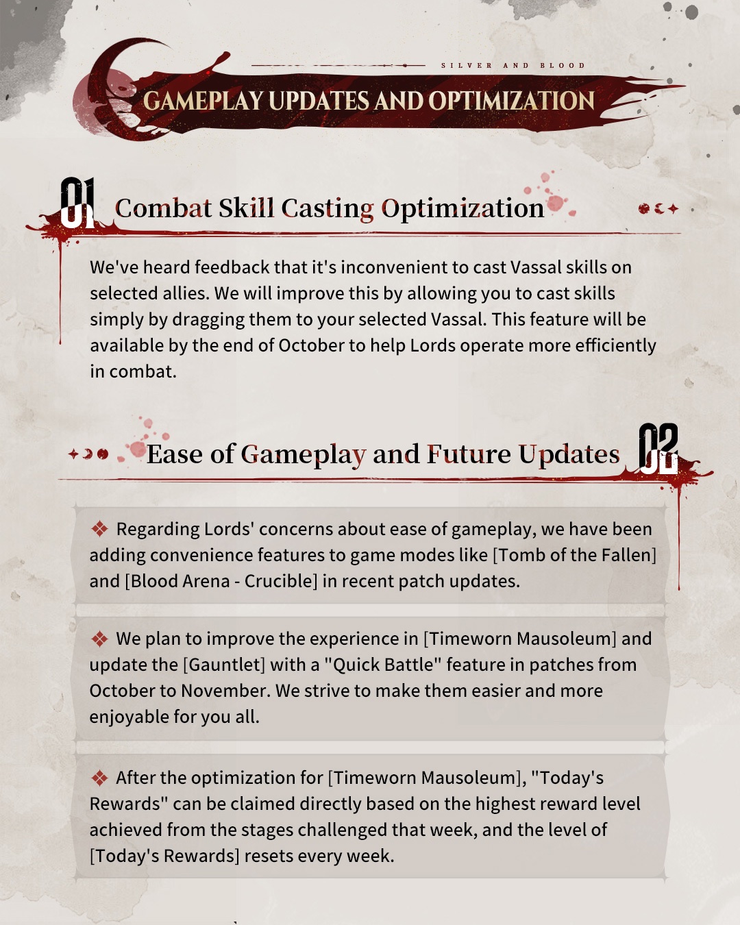 Gameplay Updates and Optimization Details